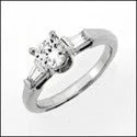 Engagement 0.75 Ct Round Tapered Baguettes Cubic Zirconia Cz Ring