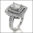 Engagement 1.25 Radiant Center Double Halo Cubic Zirconia Cz Ring