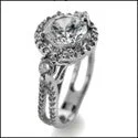 Engagement 1.75 Round Brilliant Cubic Zirconia Halo Cz 14K White Gold Ring