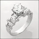 1 Carat Round High Quality Cubic Zirconia Engagement Ring Channel Baguettes Princess Sides 14K White Gold