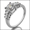 Engagement 1 Ct Round Center Step Baguettes Cubic Zirconia Cz Ring