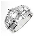 Engagement 2.25 Brilliant Round Center Wide Shank Cubic Zirconia Cz Ring