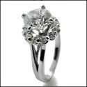 Engagement 2 Ct Brilliant Round in 4 Prong Halo Cubic Zirconia 14K White Gold Ring