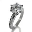 Engagement 2 Ct Round Tiffany Style Cubic Zirconia Cz Ring