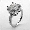 Engagement 3 Ct Cushion Center in Halo Cubic Zirconia Cz Ring