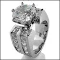 Engagement 3 Ct Round Center Wide Princess Channel Shank Cubic Zirconia Cz Ring