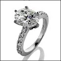 Engagement Oval 2 Ct Tiffany Prong Ct Pave Cubic Zirconia Cz Ring