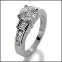 Engagement Round 1 Ct Channeled Baguettes Ct Rounds Cubic Zirconia Cz Ring