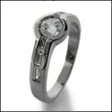 Engagement Round .50 Ct Baguettes Low Set Cubic Zirconia Cz Ring