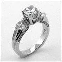 Engagement Round Cubic Zirconia 1 Ct Center Euro shank Cubic Zirconia Cz Ring