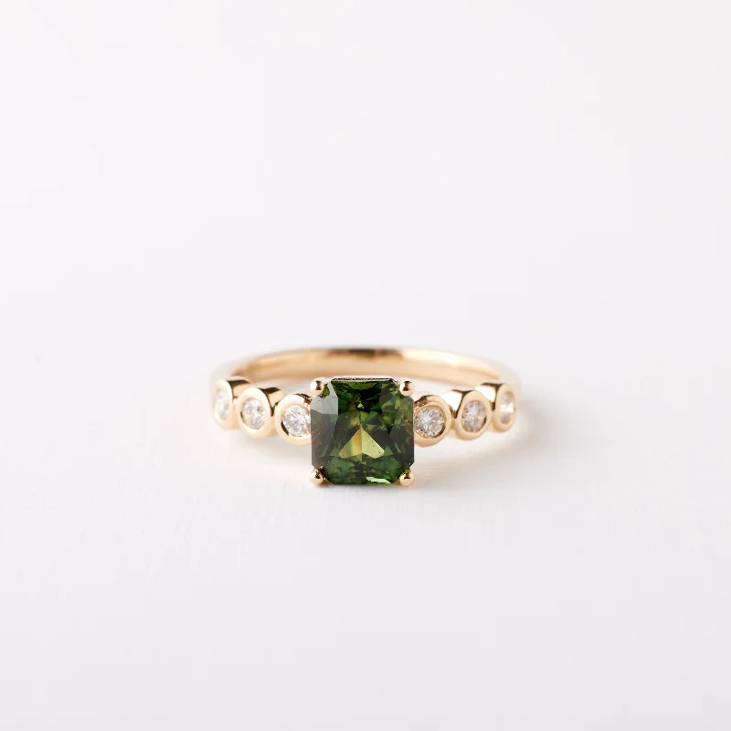 Fern Ring - 1.58 Carat Green Radiant Sapphire