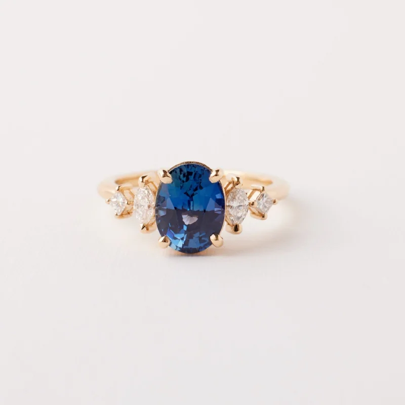 Julia Ring - 2.31 Carat Blue Purple Oval Sapphire