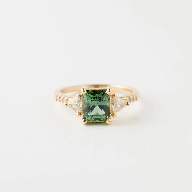 Portia Ring - 2.06 Carat Green-Teal Radiant Sapphire