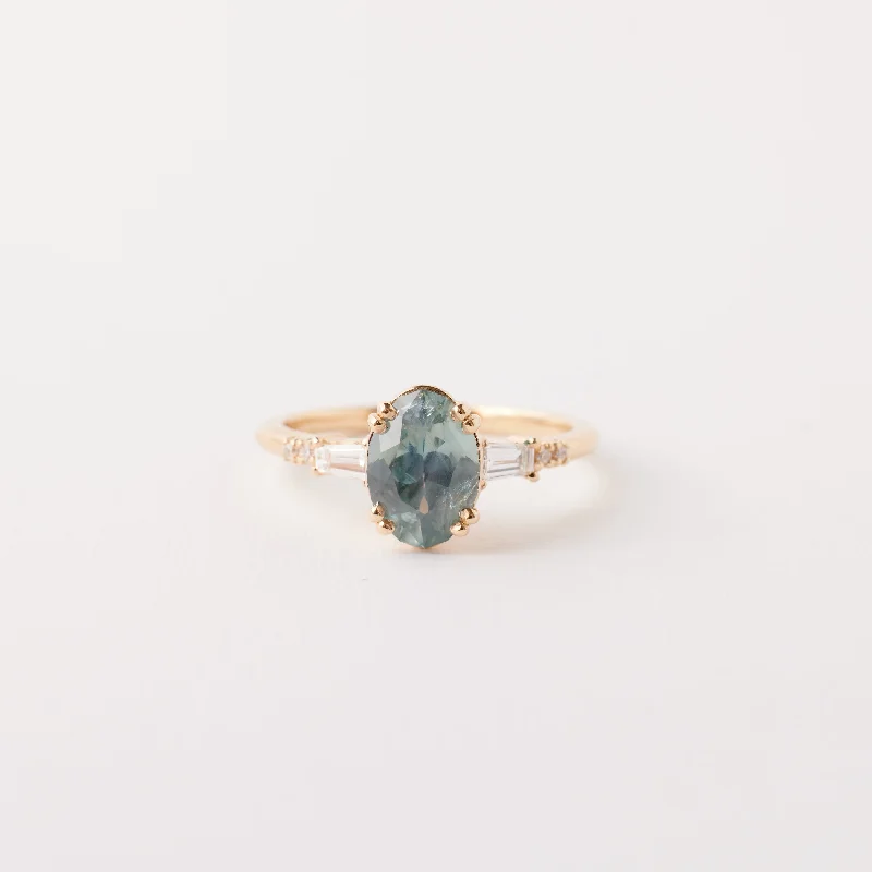 Sylvie Ring - 1.60ct. Geo-Cut Blue Oval Sapphire