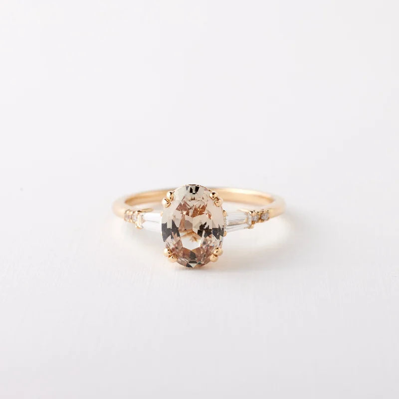 Sylvie Ring - 2.14ct. Peach Oval Sapphire