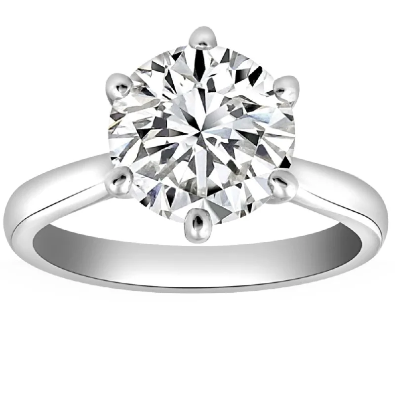 VS 2 1/2CT Lab Grown Diamond 6-Prong Solitaire Engagement Ring White Gold