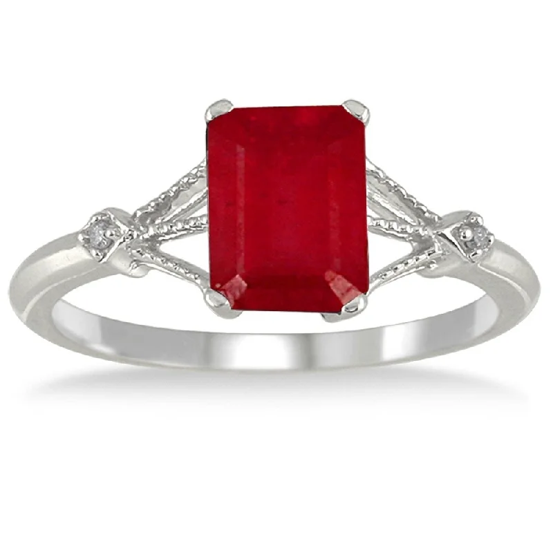 1.60 Carat Ruby and Diamond Ring in 10K White Gold