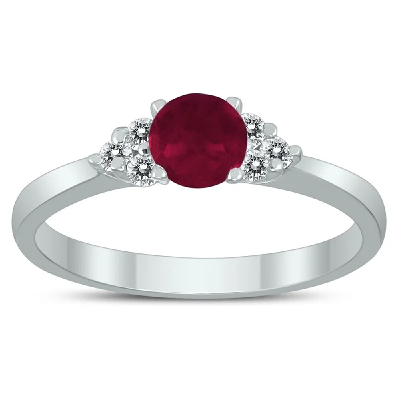 4MM Ruby and Diamond Cynthia Ring in 10K White Gold