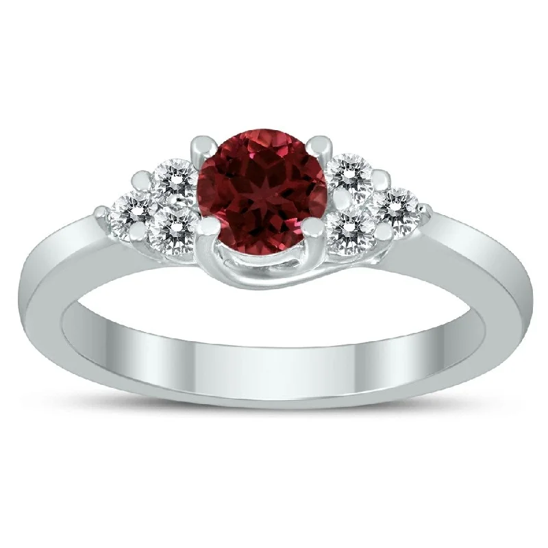 5MM Garnet and Diamond Cynthia Ring in 10K White Gold