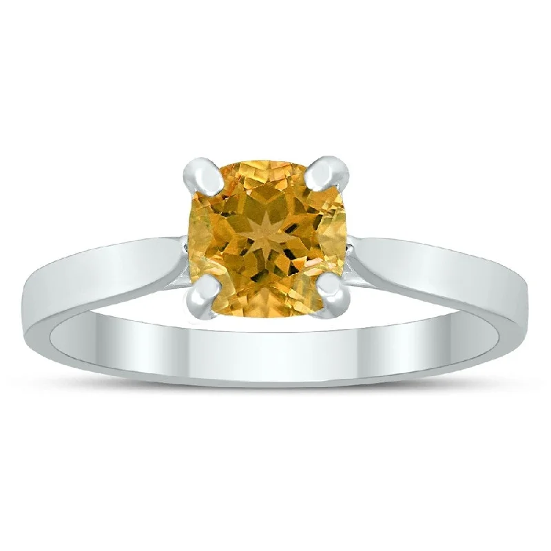 Square Princess Cut 6MM Citrine Solitaire Ring in 10K White Gold