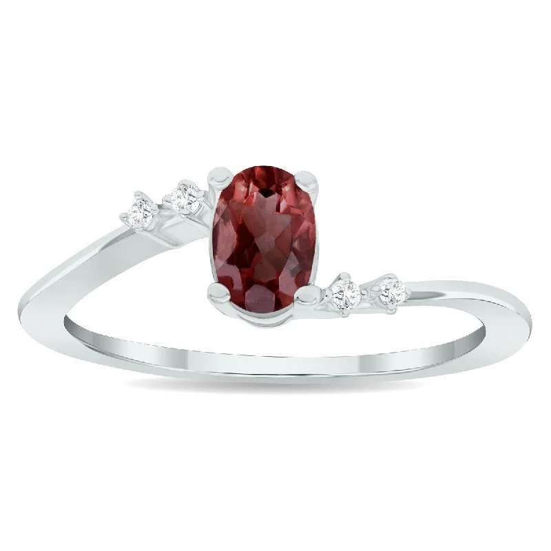 Women's Garnet and Diamond Tierra Ring in 10K White Gold