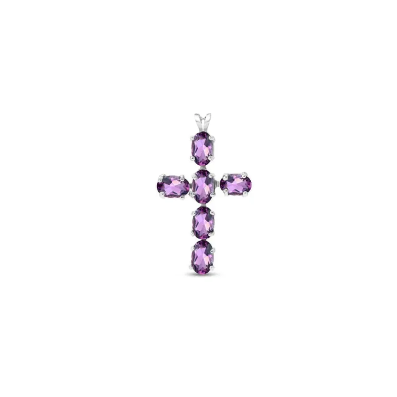 Amethyst Cross Pendant (Silver)