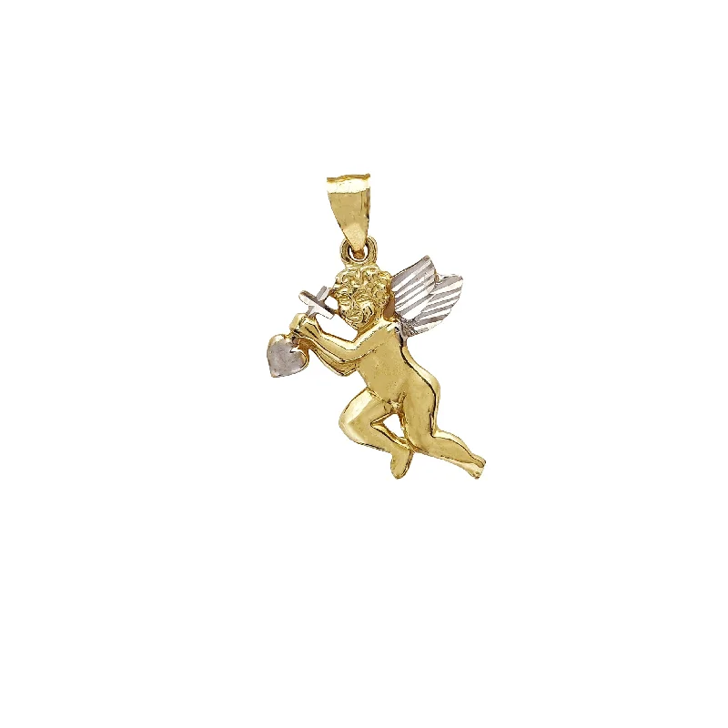 Baby Angel Cross & Heart Pendant (14K)