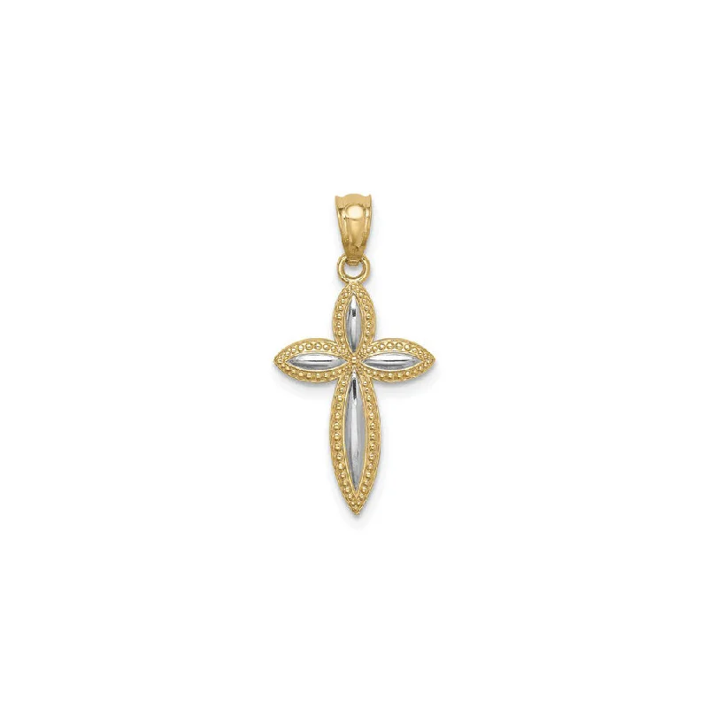 Milgrain Border Marquise Cross Pendant (14K)