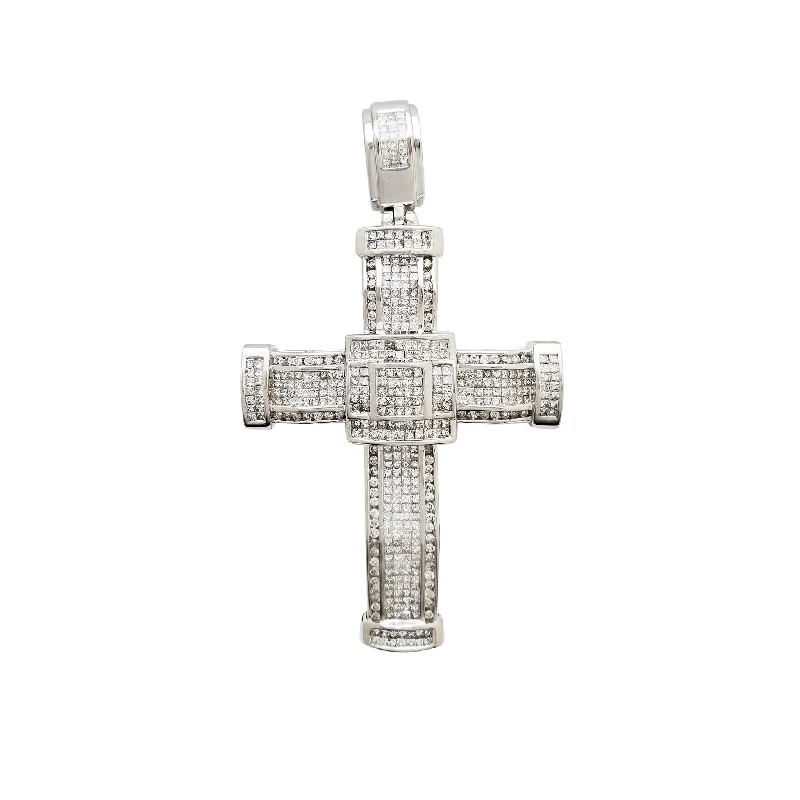 Diamond Curved Cross Pendant (14K)