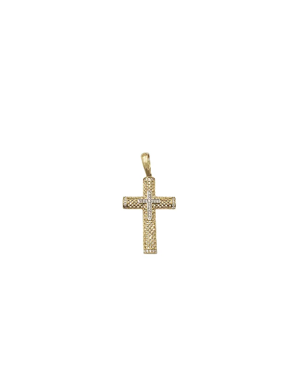 Cross on cross CZ Pendant (14K)