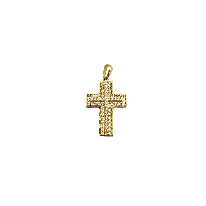 Cross with Texture Pendant (14K)