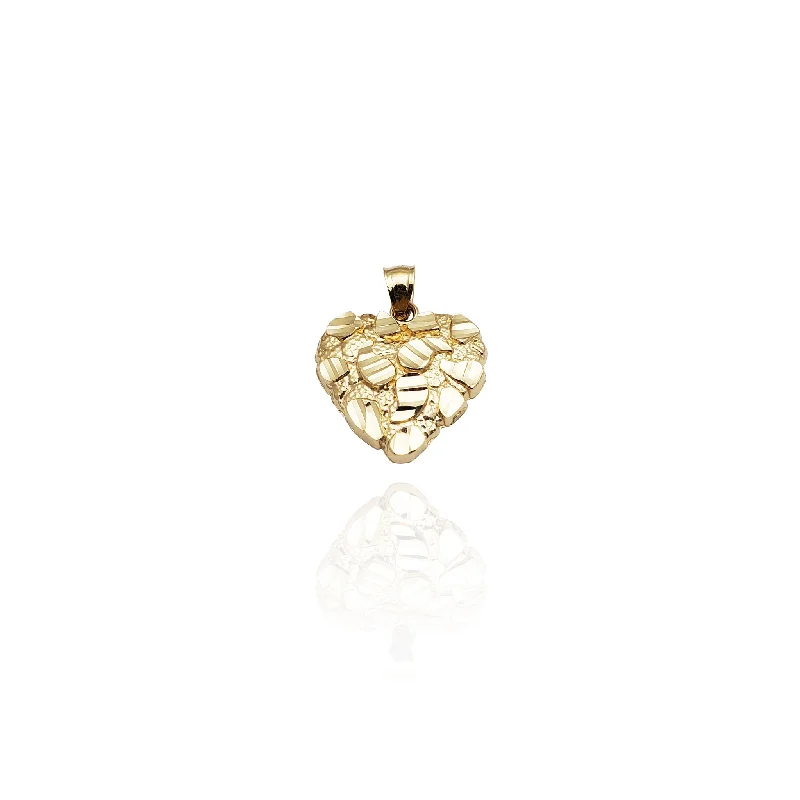 Diamond-Cut Heart Shaped Nugget Pendant (14K)