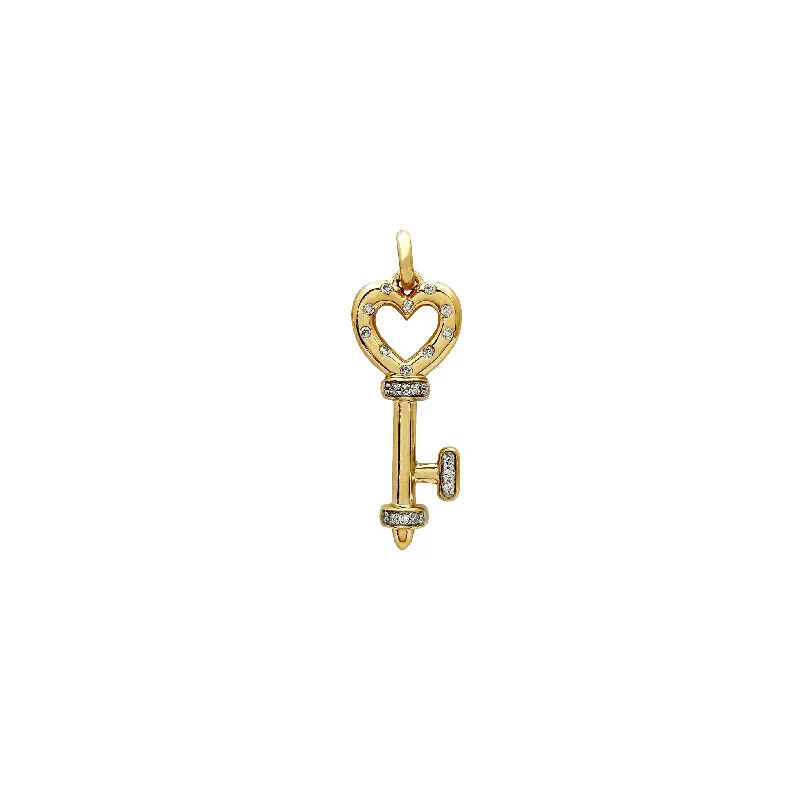 Diamond Heart Key Pendant (14K)