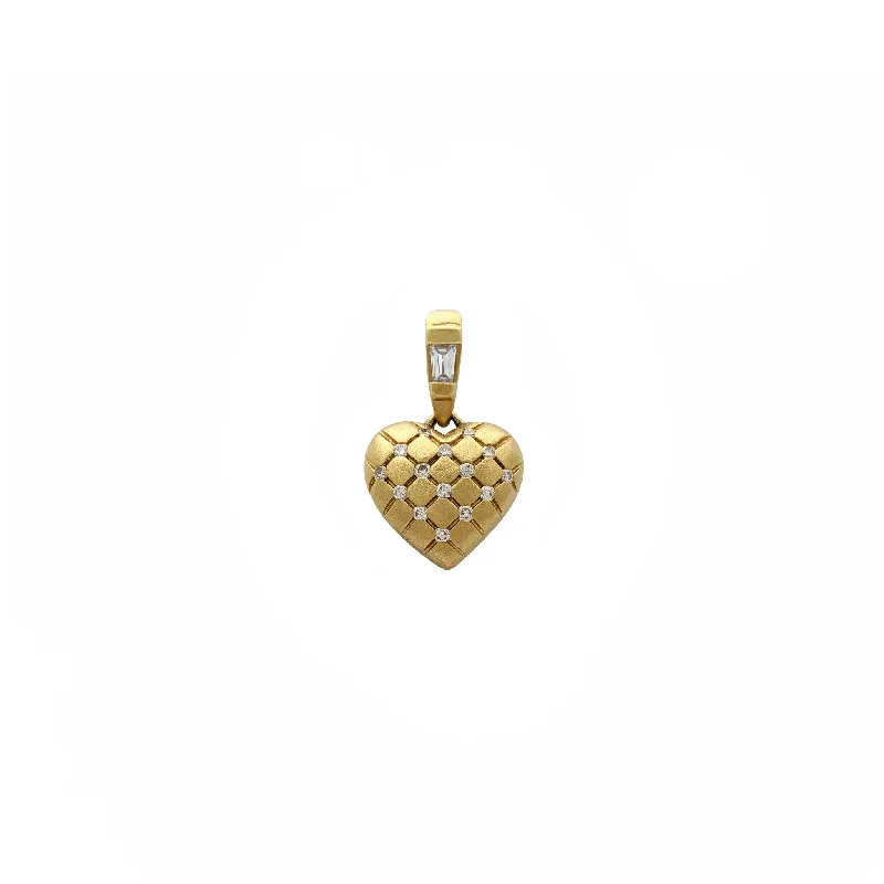 Diamond Quilt Heart Pendant (14K)