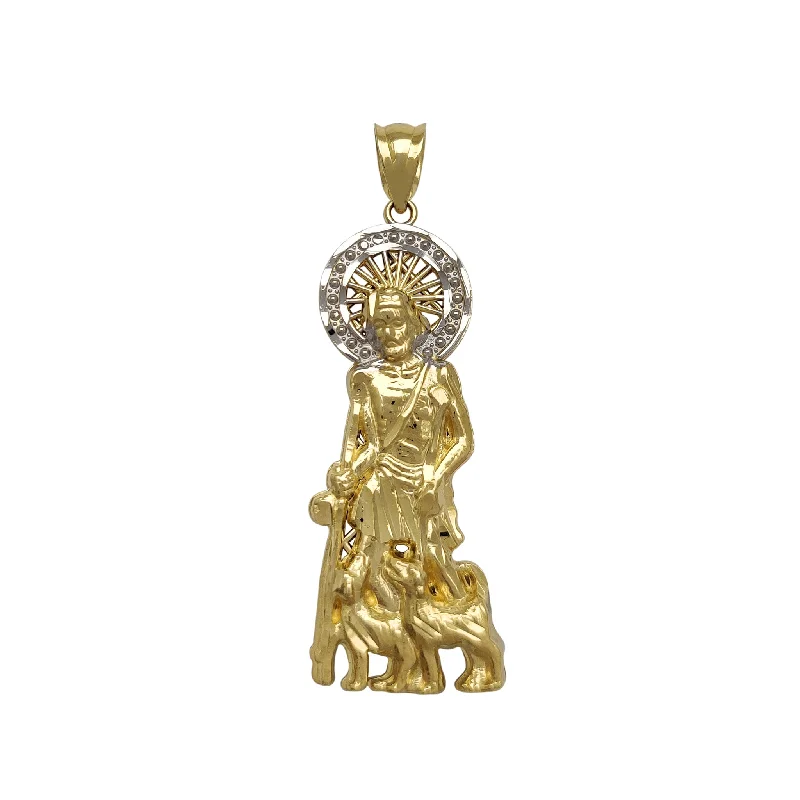 Halo Milgrained Saint Lazarus Pendant (14K)