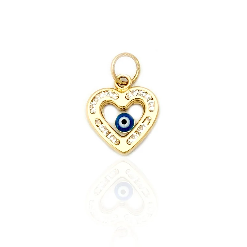 Evil Eye Heart Pendant (14K)