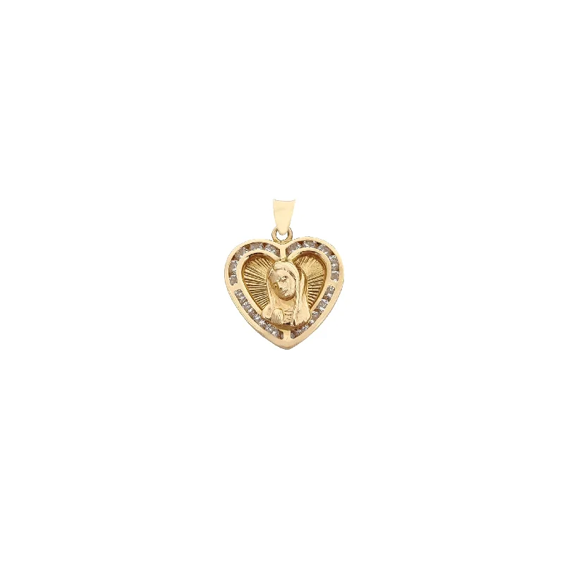 Heart Shape Virgin Mary Pendant (14K)