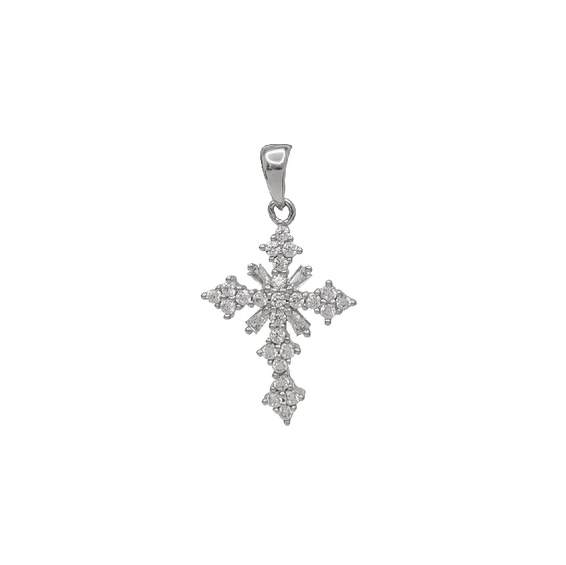 Iced-Out Fancy Cross Pendant (Silver)