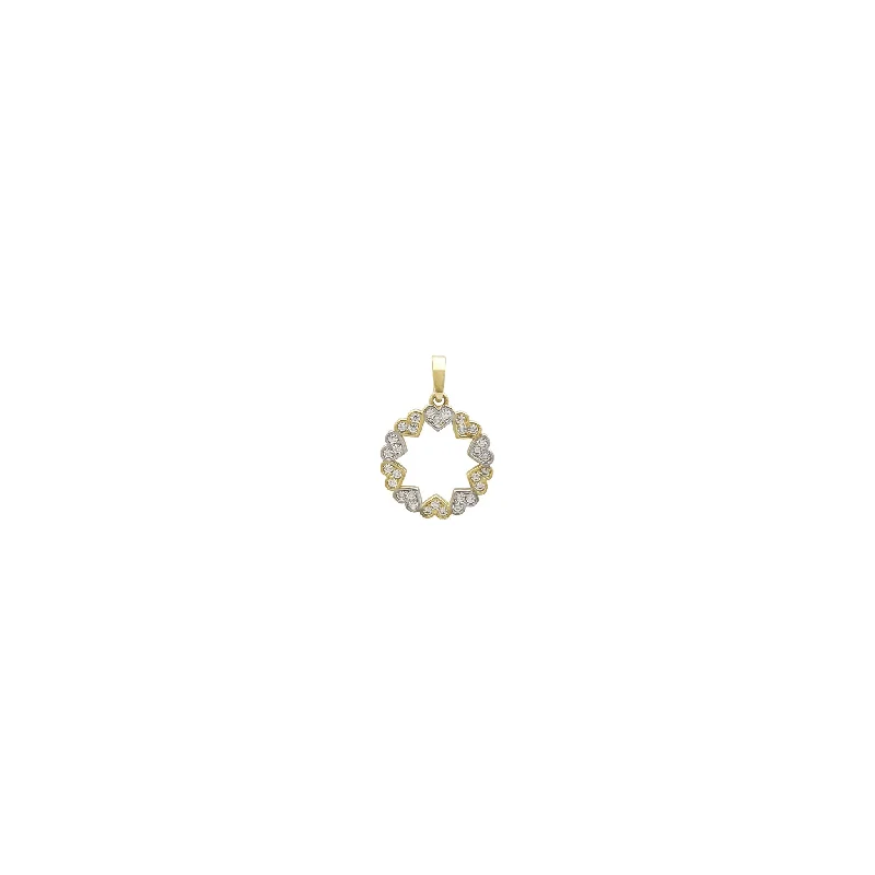 Two-Tone Icy Heart Frame Pendant (14K)