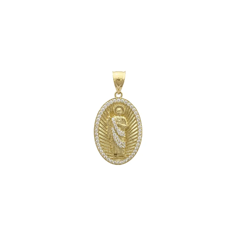 Icy Saint Jude Oval Pendant (14K)