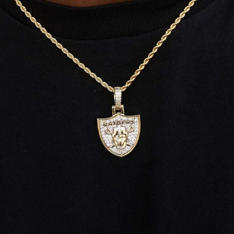 Las Vegas Raiders Official NFL Micro Logo Pendant - Yellow Gold