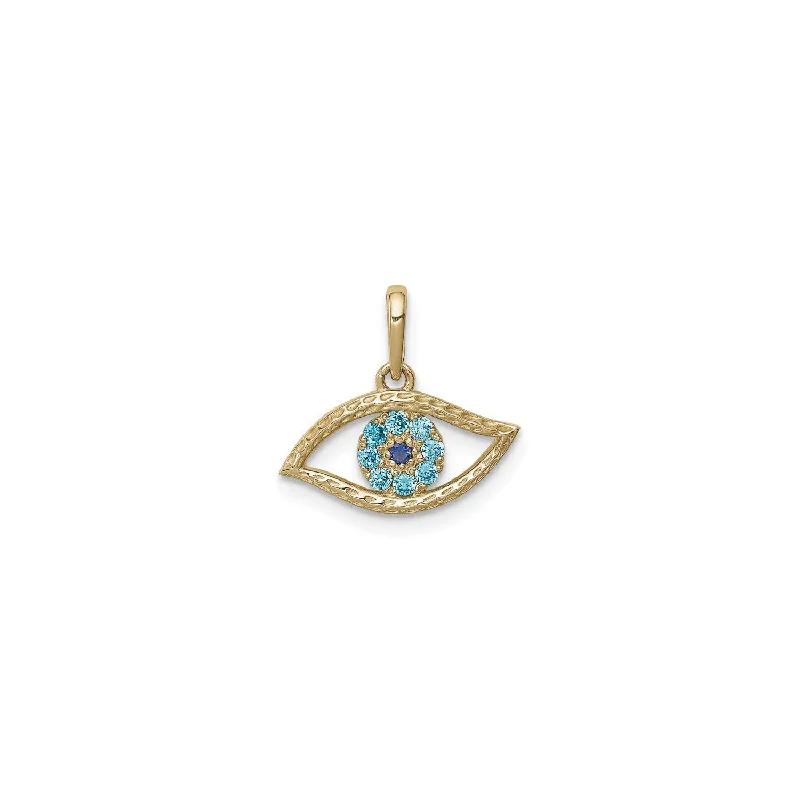 Light Blue Icy Evil Eye Pendant (14K)