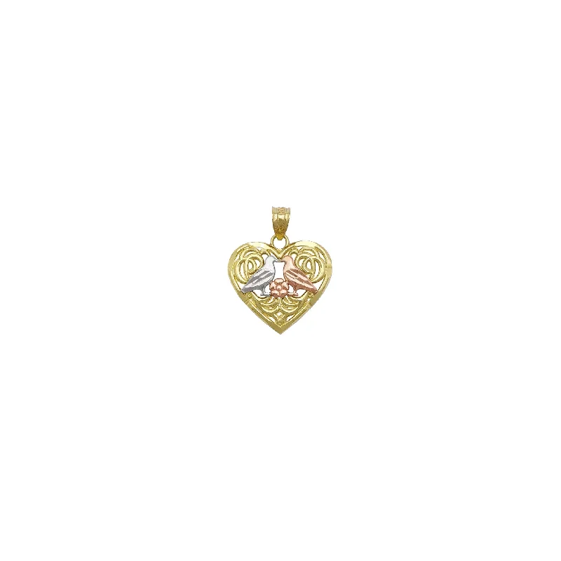 Lovebirds Heart Pendant (14K)