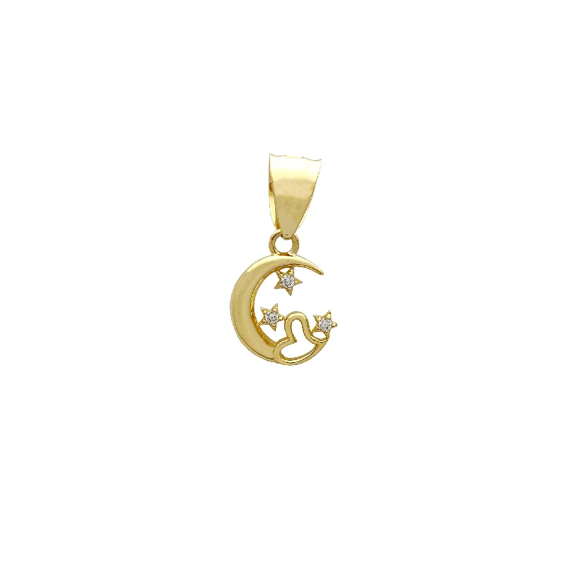 Infused Heart Crescent Moon Pendant (14K)