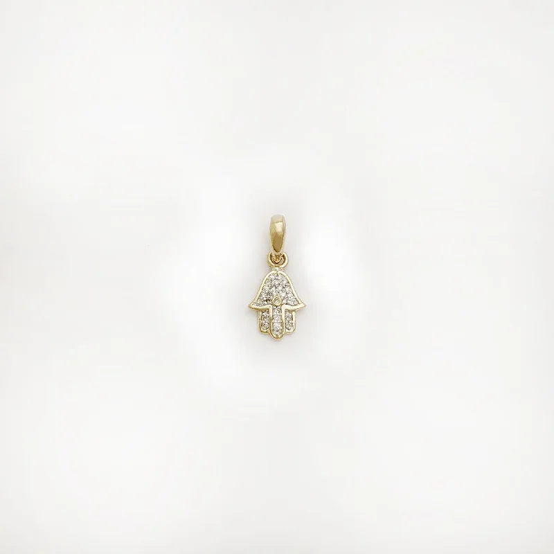 Mini Hamsa Diamond Pendant (14K)