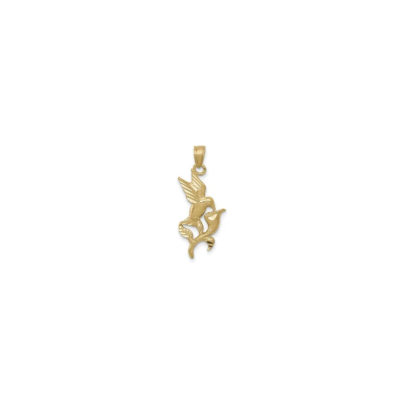 Nectar-Drinking Hummingbird Pendant (14K)