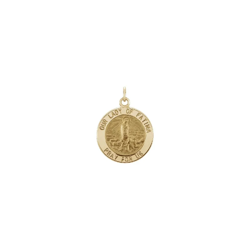 Our Lady of Fatima Round Medal Pendant (14K)