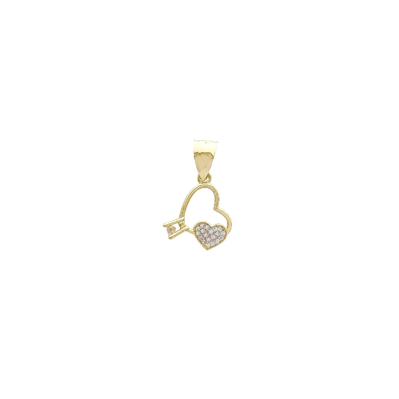 Outline Heart Pave Love Pendant (14K)