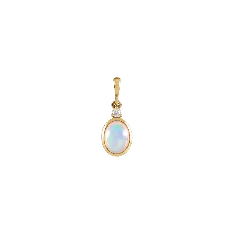 Oval Ethiopian Opal and Diamond Oval Pendant