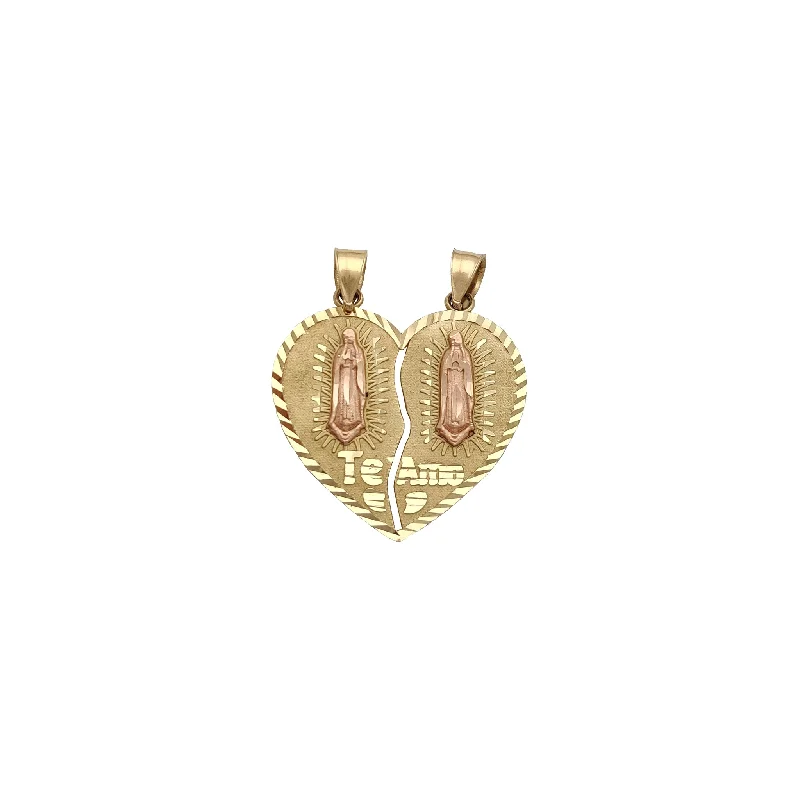 Partable Diamond-Cut "Te Amo" Virgin Mary Heart Pendant (14K)